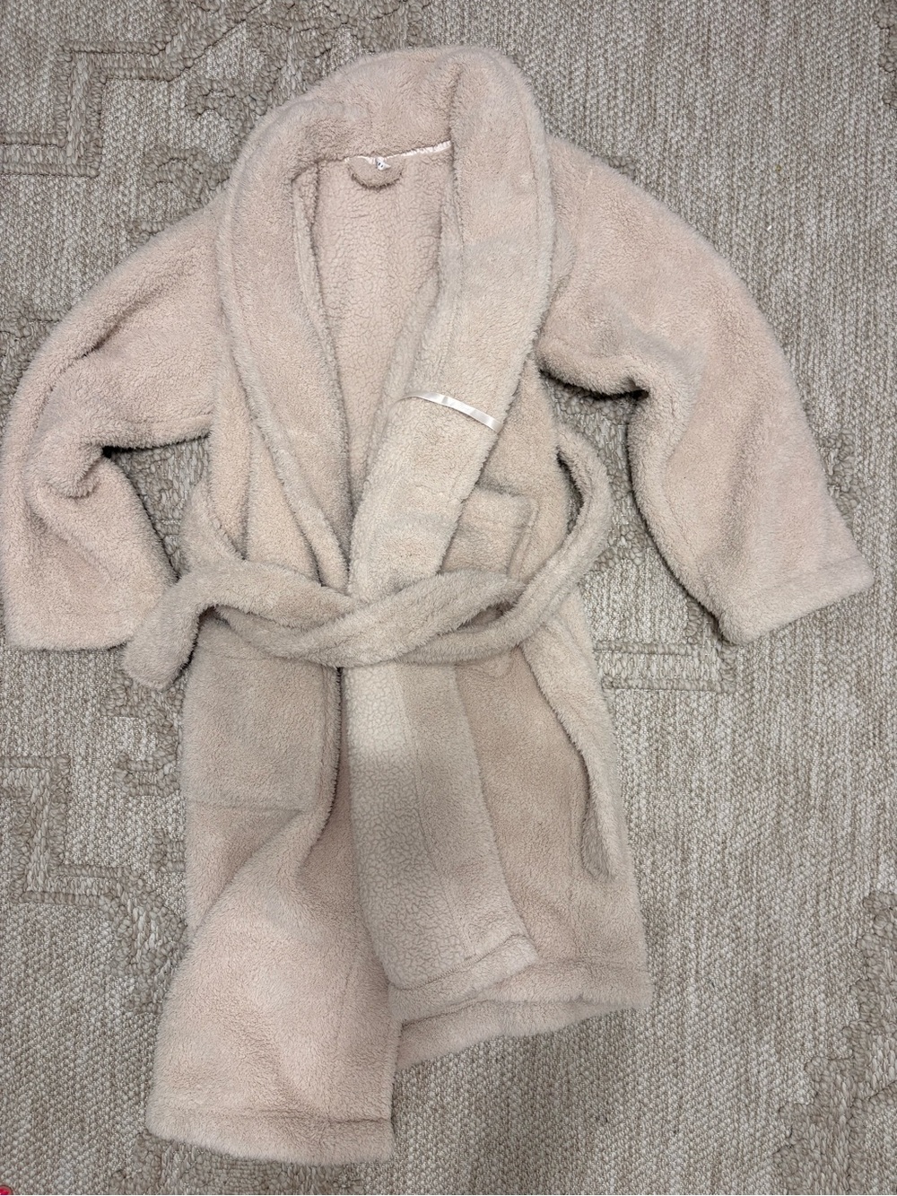 Pottery Barn Plush Hooded Bathrobe in Light Beige
